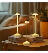 FUNTAPHANTA 3 Pack 8.26in Gold Small Cordless Table Lamps Rechargeable, Battery Operated Mini Lam...