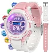 SOCICO Kids Digital Watches for Teen Girls, 7 Color Lights Waterproof Sports Watch for Kids with ...