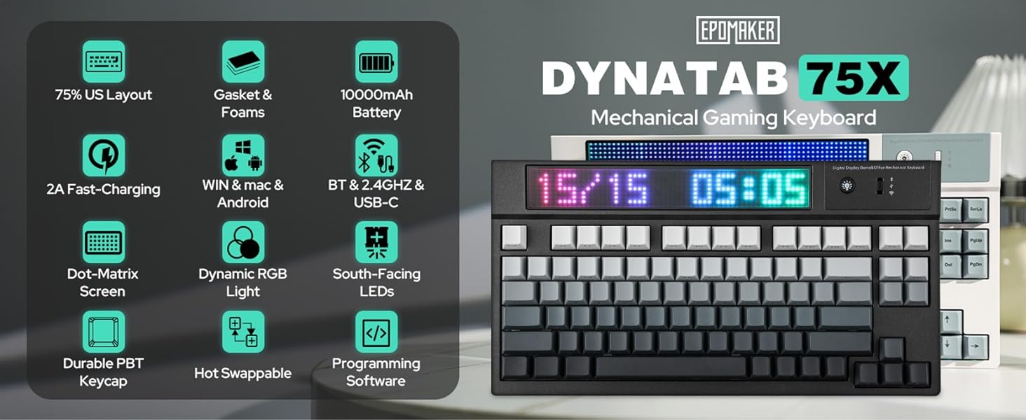 Bluetooth 5.0&2.4GHz&Type-C Cable Connectivity Keyboard