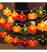 LOLStar Fall Decor, Fall String Lights, 9.8FT 20LED Thanksgiving Lights | Fall Lights Battery Ope...