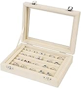 EONGOA Jewelry Box Rings Organizer Tray 7 Slots Velvet Jewelry Earring Storage Box With Transpare...