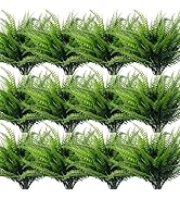 TURNMEON 20 Bundles Artificial Plants Outdoor Faux Boston Fern Summer Decor Fake Plants UV Resist...