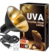 Briignite Reptile Heat Lamp 50W G9 Halogen Heat Bulb & Dome Reptile Light Fixture, Aluminum Refle...