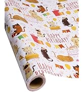 RayofSun Gift Wrapping Paper For Girls And Boys,Cool And Cute Cats Designs,Kids Happy Birthday Wr...
