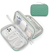 FYY Electronic Organizer, Travel Tech Pouch Bag, Large, Green Quilted | Wrist Strap, Waterproof, ...