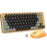 Wireless Keyboard and Mouse Combo, Colorful 85 Keys Round Keyboard Mouse Set, with Fn Multimedia ...