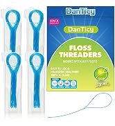 DanTicy Floss Threaders,Deep Clean Floss for Braces, Bridges, and Implants 200PCS(4Pack),Blue