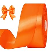 CLUEWR 1-1/2 Inches 100 Yards Orange Satin Ribbon, Solid Fabric Ribbon Roll for Flower Bouquets, ...