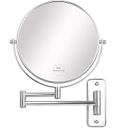 JANEEVA 8" Wall Mounted Makeup Mirror, 10X Magnifying Mirror with 360 Extendable Arm - Double Sid...