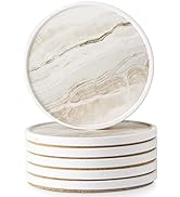 LIFVER Coasters for Drinks, Ceramic Absorbent Coaster for Coffee Table fits All Coffee Mugs Cups,...