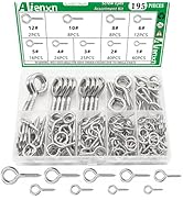 Aienxn 195PCS Silver Eye Screws Assortment Kit- 0.72", 0.77", 0.90", 1", 1.09", 1.18", 1.38", 1.5...