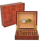 Mantello Cigars Glass Top Cigar Humidors - Humidor Cigar Box with Humidifier, Spanish Cedar Tray,...