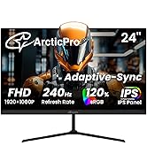 ArcticPro 24 inch Gaming Monitor 240Hz, FHD 1080p, IPS Panel, 1ms Response Time, Adaptive sync, P...