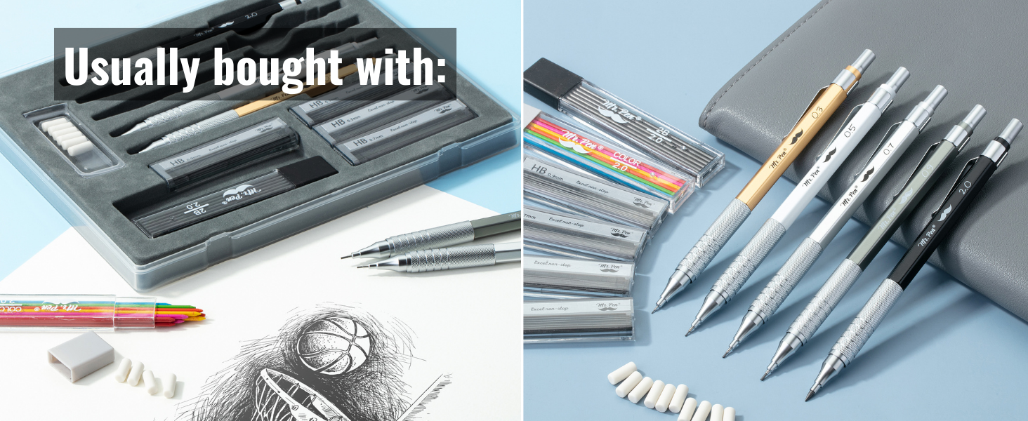 Mr. Pen- Metal Mechanical Pencil Set with Leads and Eraser Refills