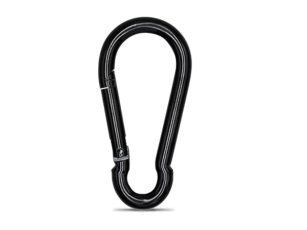 KINLINK Black Carbon Steel Carabiner Clips, Heavy Duty Spring Snap Hook