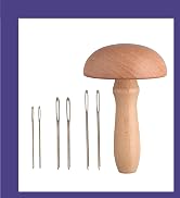 Set of images showing a wooden darning mushroom tool from multiple angles, featuring a smooth mushroom-shaped head and straight handle for mending clothes.
