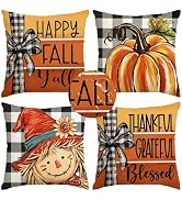 RABUSOFA Fall Pillow Covers 18x18 Inch Set of 4 Fall Decorations for Home | Outdoor Waterproof,Bu...