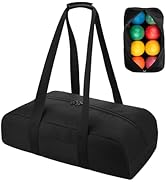 QYILUARE Heavy-Duty Water-Resistant Bocce Ball Carry Bag with Pockets,Bocce Accessories-Holds 8 B...