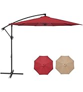 HealSmart 10ft Offset Hanging Patio Umbrella Cantilever Market Umbrellas with Crank & Cross Base,...