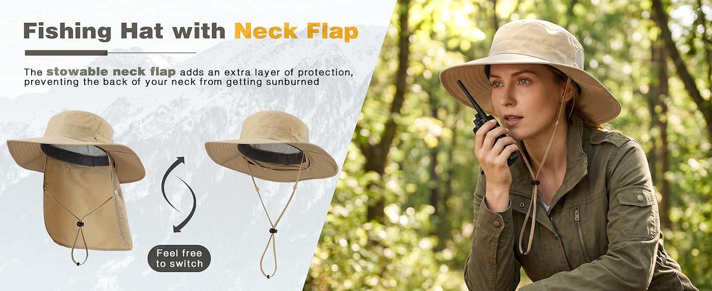 fishing hat with neck flap windproof