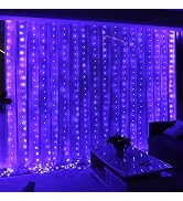 HXWEIYE 300LED Purple Fairy Curtain Lights for Bedroom, 3mx3m 8 Modes USB Plug in Window Christma...