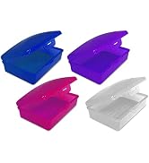 American Comb Soap Box with Lid, 4 Pack, Purple, White, Pink & Blue.