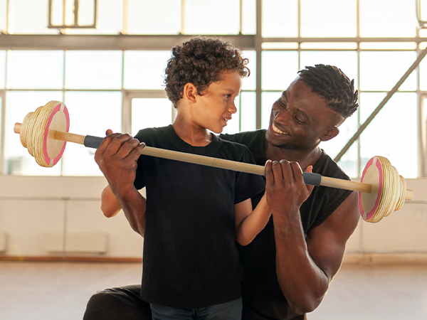 Kids Wooden Workout Play Weights Set