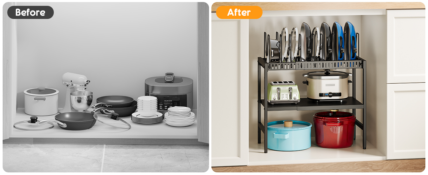 pot and pan organizer for under cabinet