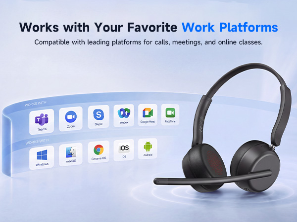Wirless Headset with Mic for Work
