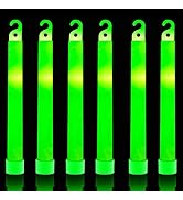 32 Ultra Bright 6 Inch Large Green Glow Sticks - Chem Lights Sticks with 12 Hour Duration - Campi...