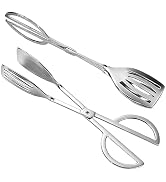 2-Pack Stainless Steel Serving Tongs - Thickened Food Grade Buffet Tongs with Single-Side Hollow ...