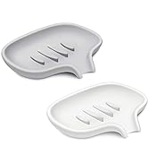SUBEKYU Silicone Soap Dish for Bathroom,Bar Soap Holder for Shower with Draining Tray, Waterfall ...