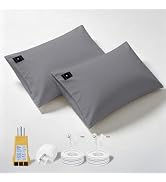 2 Pack Grounding Pillowcase Queen 10% Sliver Earth Connected Pillow Cases with Outlet Tester,Adap...