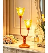 TECHYAP Dimmable Desk Table Lamp, Pre-Installed Vintage Bulbs, Rustic Home Decor Lamp, Perfect Ho...