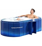 HLCZLUZ Portable Foldable Bathtub, Freestanding Bathtub No Installation, Bathroom SPA Soaking Bat...