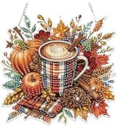 Bowetile Halloween Diamond Art Hanging Kits for Adults Kids, Hot Chocolate Diamond Art Suncatcher...