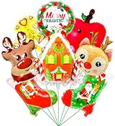Christmas Balloons, Christmas Decorations Foil Balloons, Reindeer, Candy House, Red and Green Chr...