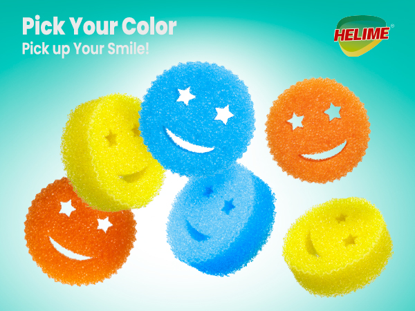 smiley smile face sponge scrub cleaning daddy mommy kids kitchen color