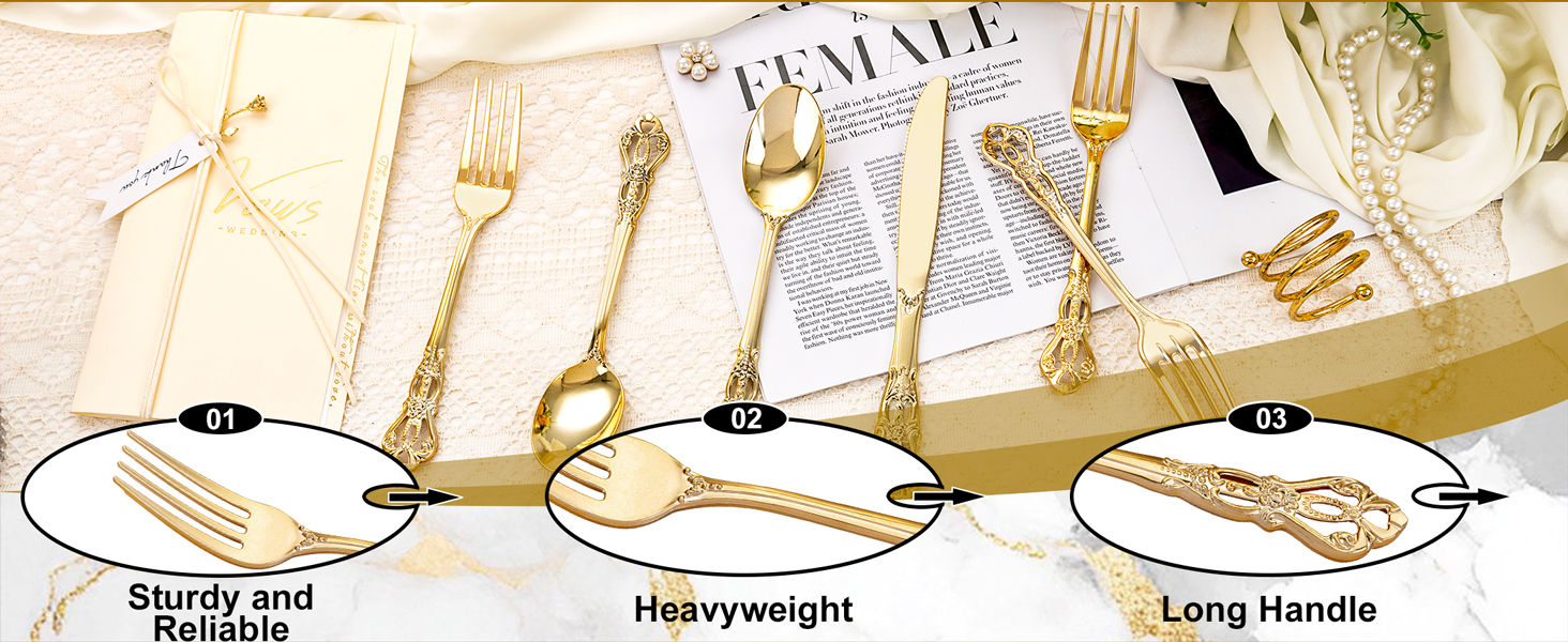 Gold plastic silverware