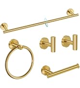 5 Piece Brushed Gold Bathroom Hardware Set with Towel Racks for Bathroom,23.6 Inch Stainless Stee...