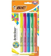 BIC Brite Liner Highlighters, Chisel Tip, 5-Count Pack of Highlighters Assorted Colors, Ideal Hig...