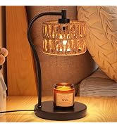 Ruiever Candle Warmer Lamp, Rattan Candle Heater with 2 Light Bulbs, Dimmable and Timer Melt Warm...