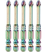 HARFINGTON 5pcs Impact Phillips Screwdriver Bit PH2 (#2) Anti Slip Teeth Tip 1/4" Hex Shank 2.6" ...
