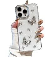 EYZUTAK Case for iPhone 16 Pro Max, Bling Glitter 3D Butterflies Bowknot Phone Case Cute Crystal ...