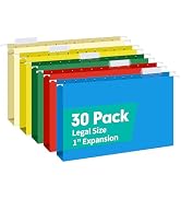 HERKKA Extra Capacity Legal Size Hanging File Folders, 30 Pack Reinforced Legal Size Hanging Fold...
