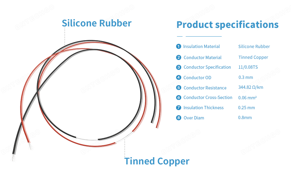 30 AWG silicone stranded wire has 11 strands 0.08 mm tinned copper wire, tinned copper wire