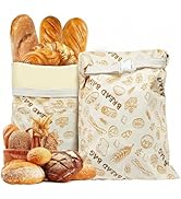2-Pack JIDSPWLS Reusable Beeswax Bread Bags – Breathable for Homemade & Sourdough Loaves, Extends...