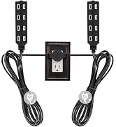 Twin Extension Cord Power Strip, 12Ft Ultra Thin Flat Extension Cord with Flat Head Plug, 6 Ft on...