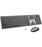 AUSDOM Wireless Keyboard and Mouse Combo, 2.4Ghz Cordless Quiet Keyboard Mouse Set, Rechargeable ...