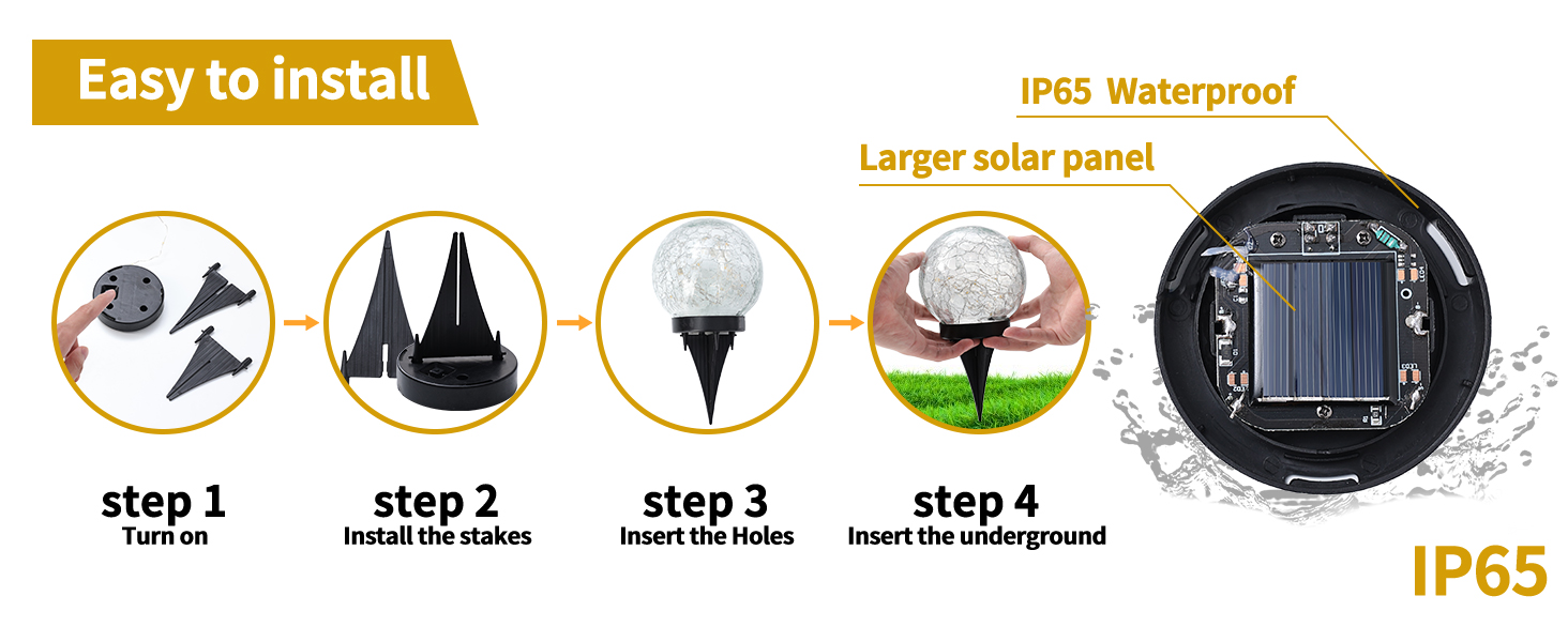 Solar Globe Lights Outdoor Waterproof